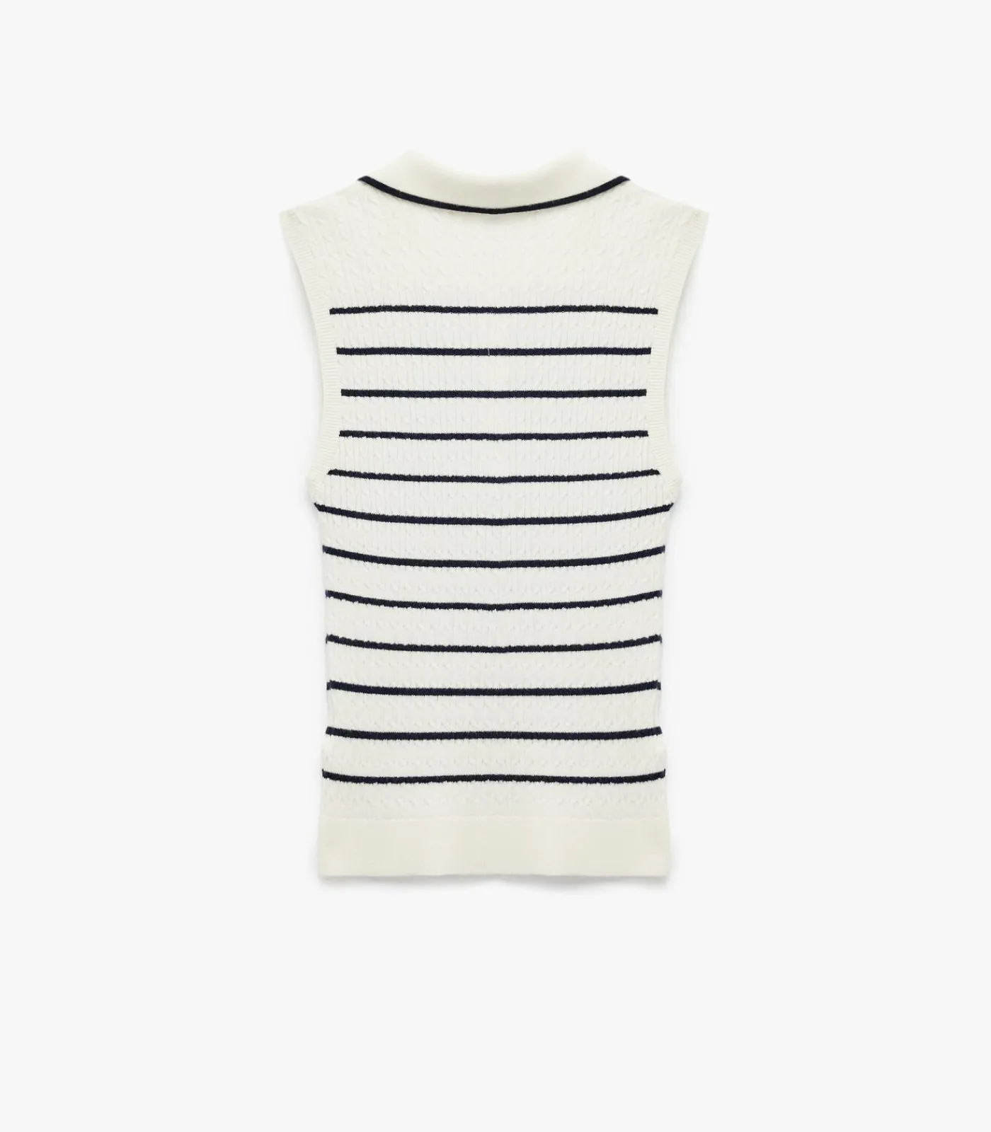 DAMES Koton Mouwloze Polo Trui met Strepen en Knoopsluiting