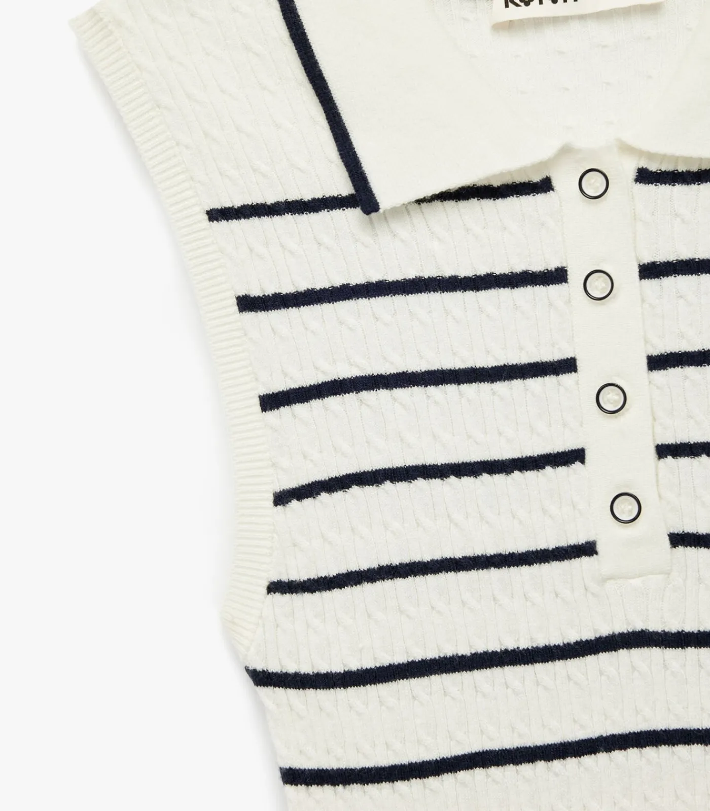 DAMES Koton Mouwloze Polo Trui met Strepen en Knoopsluiting