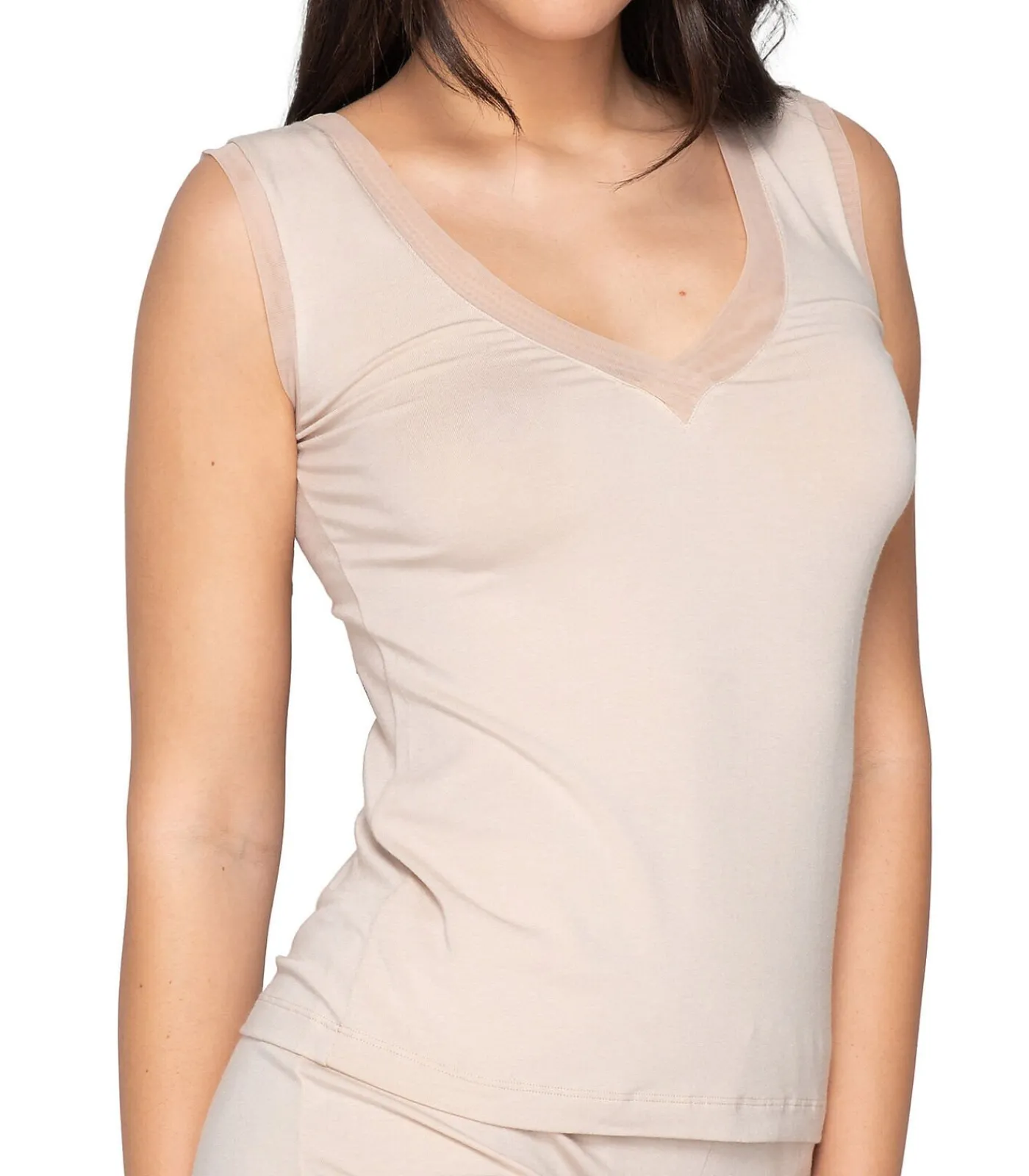 Best Mouwloze V-hals top Cotton Touch DAMES Onderhemden