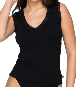 DAMES LUNA Mouwloze V-hals top Cotton Touch