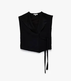 DAMES Koton Mouwloze Zwarte Wikkelblouse met Ceintuur