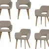 Sale Murat Eetkamerstoelen Houten Naturel Poot - Naturel - Set van 6 Stoelen