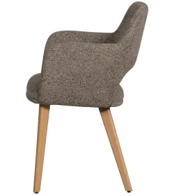 Discount Murat Eetkamerstoelen Houten Naturel Poot - Taupe - Set van 6 Stoelen
