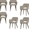 Murat Eetkamerstoelen Houten Bruine Poot - Naturel - Set van 6 Stoelen