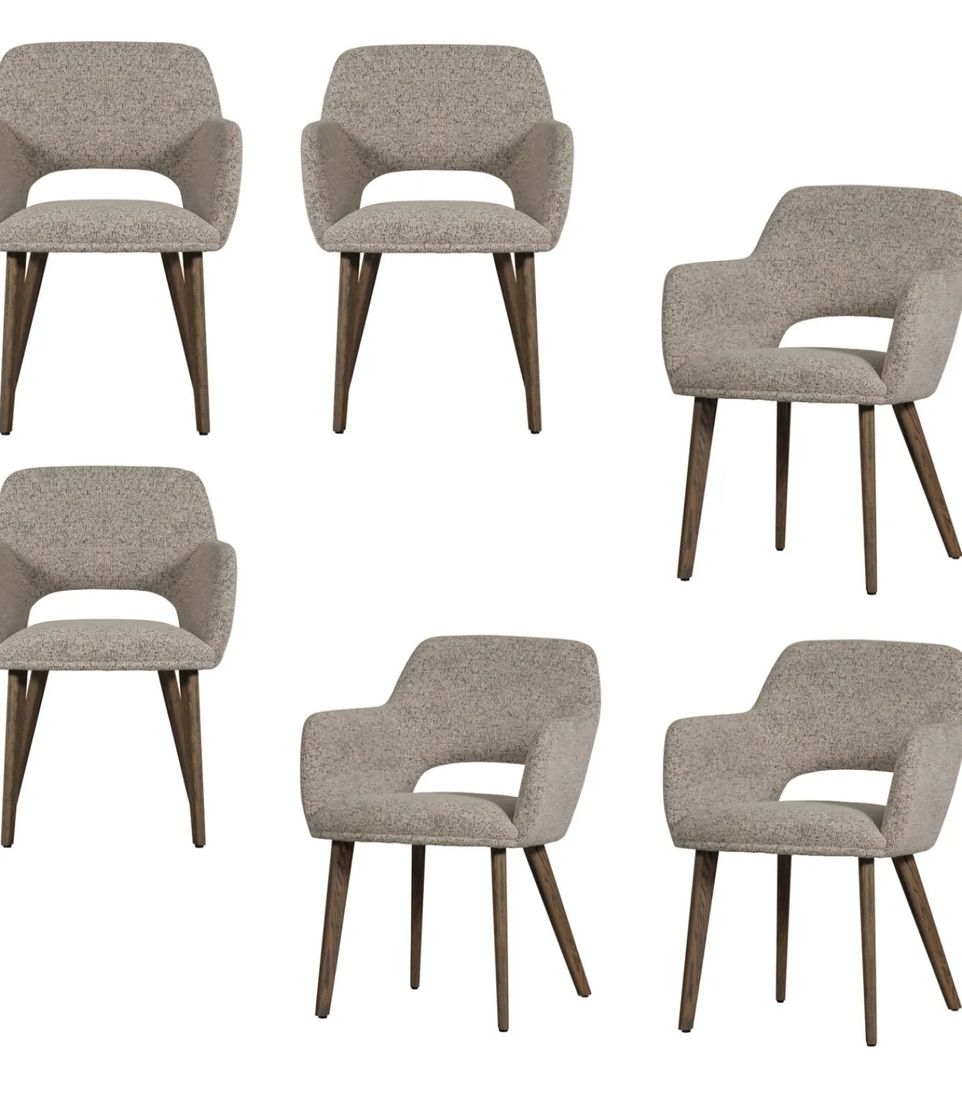 Murat Eetkamerstoelen Houten Bruine Poot - Naturel - Set van 6 Stoelen