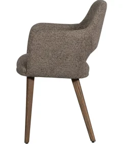 WOOOD Murat Eetkamerstoelen Houten Bruine Poot - Taupe - Set van 6