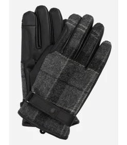 Heren Barbour Newbrough tartan gloves - black grey