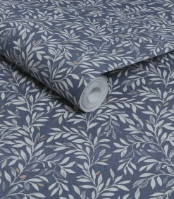 Clearance - Vliesbehang - Ditsy Leaf Navy - 1000x52 Wanddecoratie