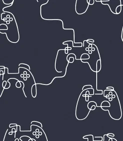 - Vliesbehang - Gamer Doodle Navy - 1000x52 Wanddecoratie