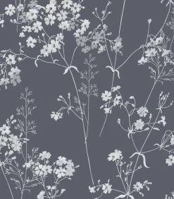 - Vliesbehang - Leaf Navy - 1000x52 Wanddecoratie