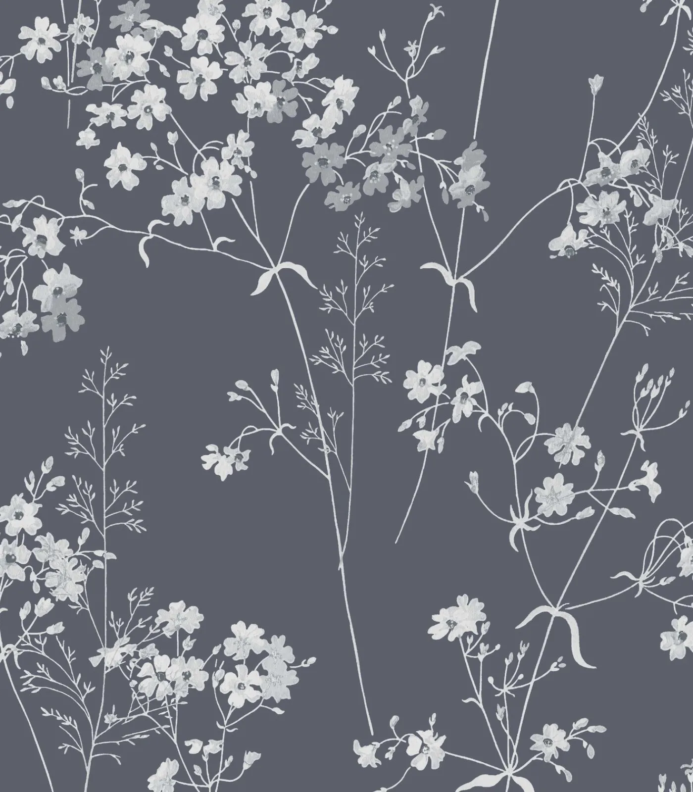 - Vliesbehang - Leaf Navy - 1000x52 Wanddecoratie