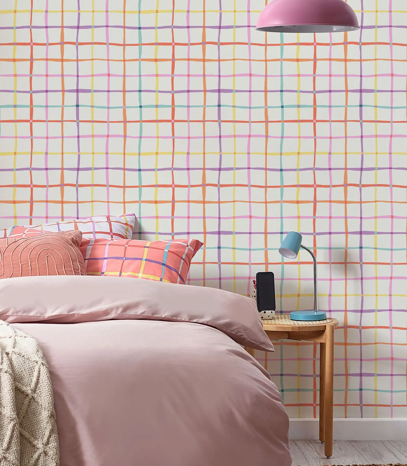 Sale - Vliesbehang - Rainbow Check Multi - 1000x52 Wanddecoratie