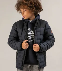 Online NICK - Jongensjack van twee materialen met grafische stiksels Kinderen Jassen