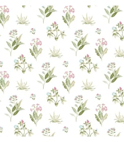 Discount Behang Blooming Garden 6 Flowers and Plants wit en groen Decoratie