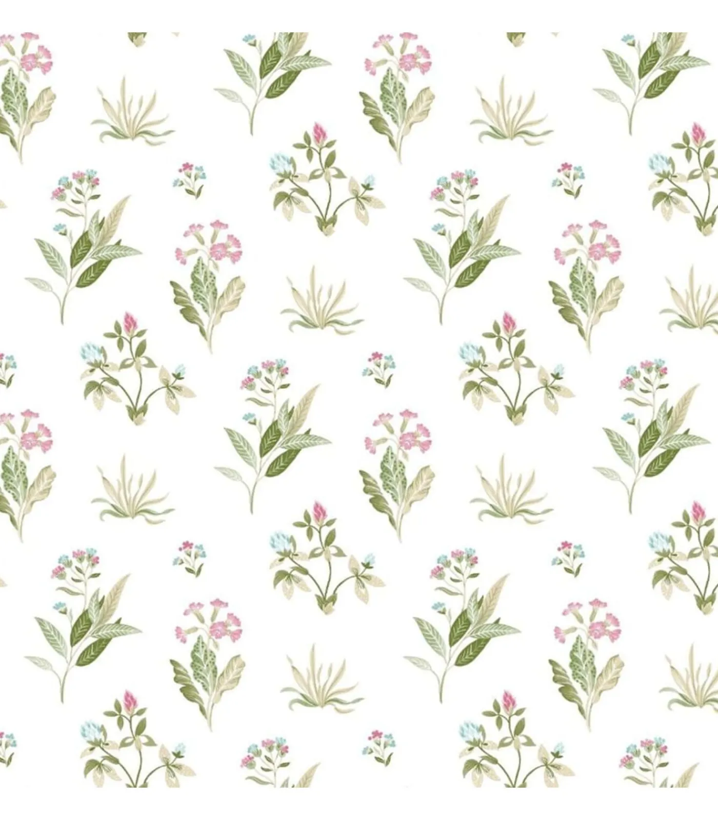 Discount Behang Blooming Garden 6 Flowers and Plants wit en groen Decoratie