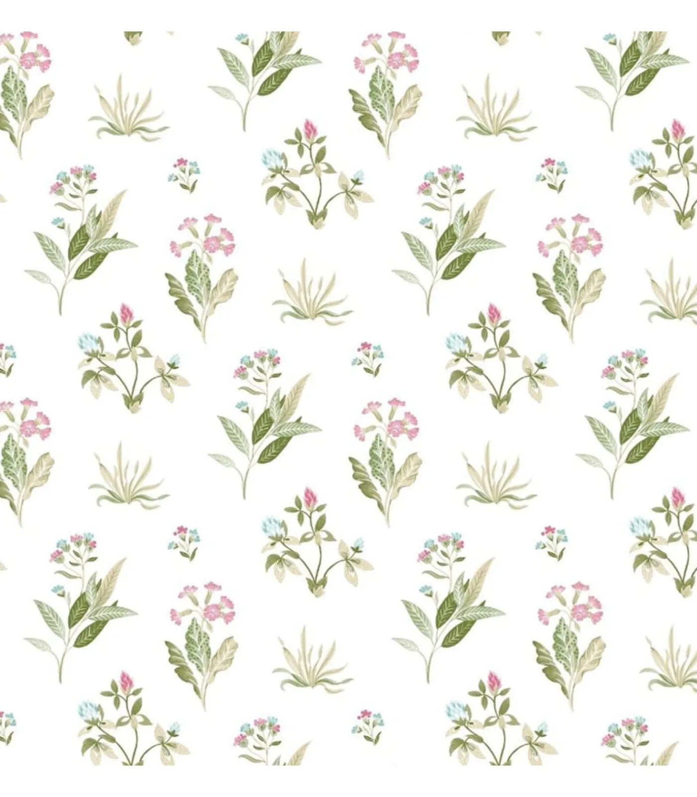 Discount Behang Blooming Garden 6 Flowers and Plants wit en groen Decoratie