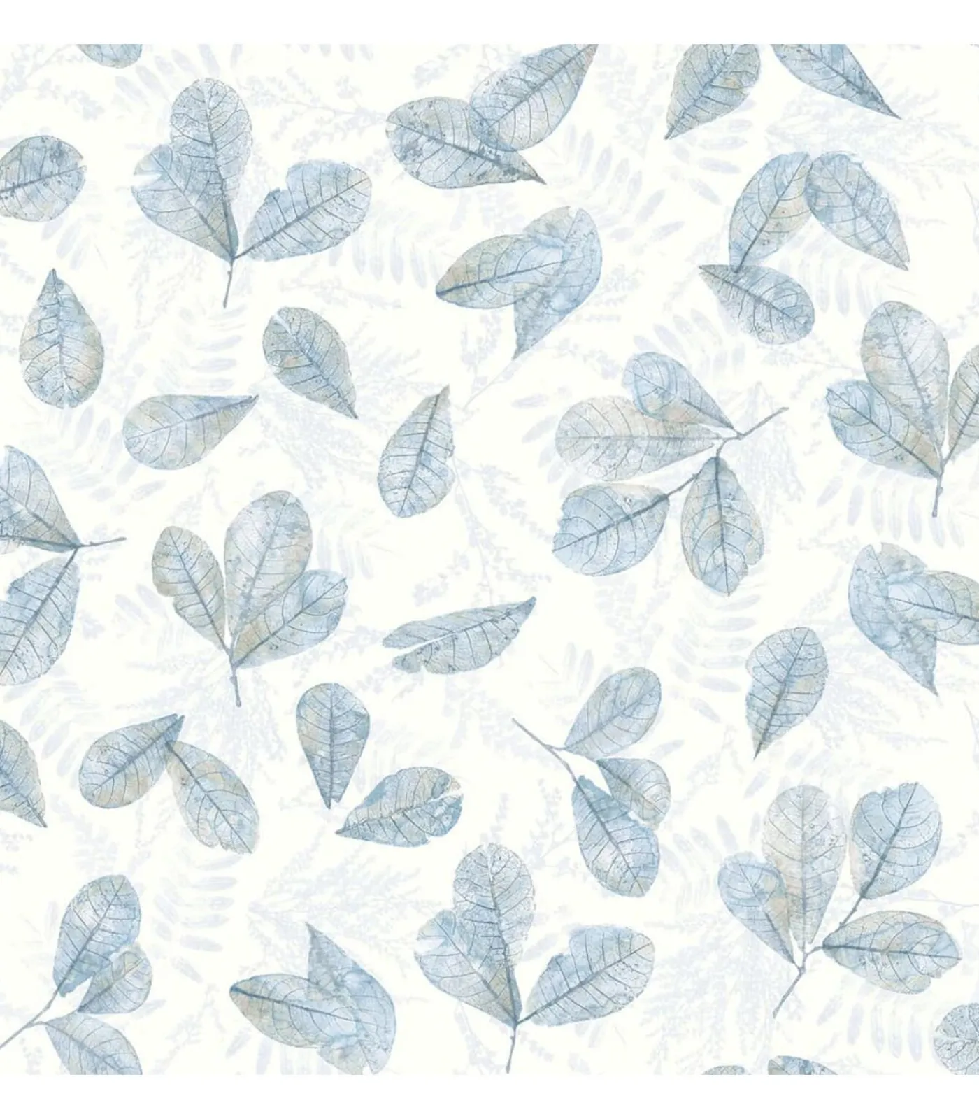 Noordwand Behang Evergreen Leaves wit en blauw