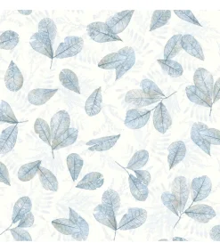 Noordwand Behang Evergreen Leaves wit en blauw