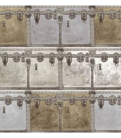 Noordwand Behang Friends & Coffee Boxes and Locks metallic en grijs