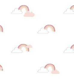 Sale Behang Mondo baby Rainbows wit en roze Decoratie