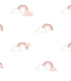 Sale Behang Mondo baby Rainbows wit en roze Decoratie