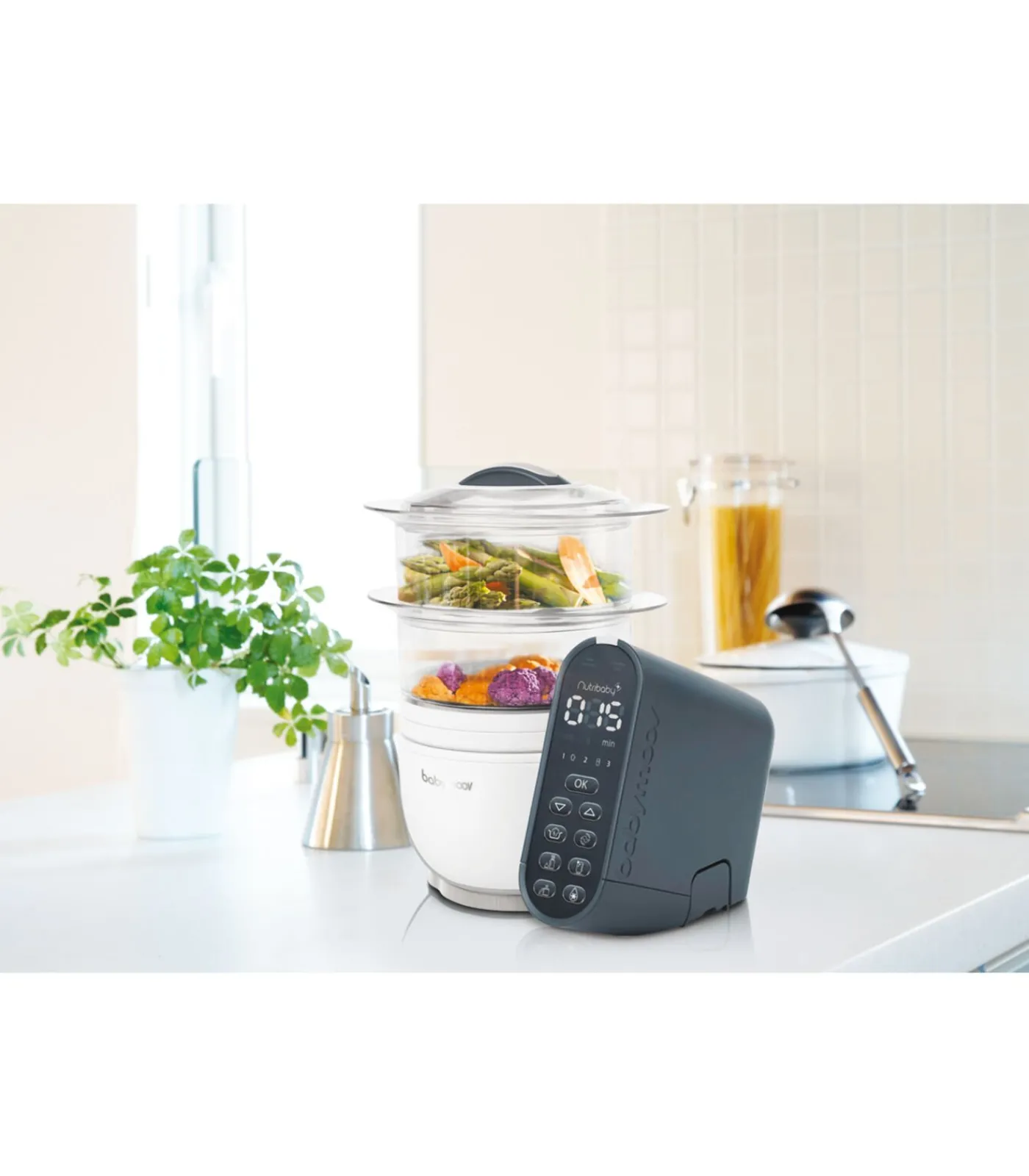 Kinderen BabyMoov Nutribaby Keuken Robot(+) Loft White + 3 babybols en 2 lepels GRATIS