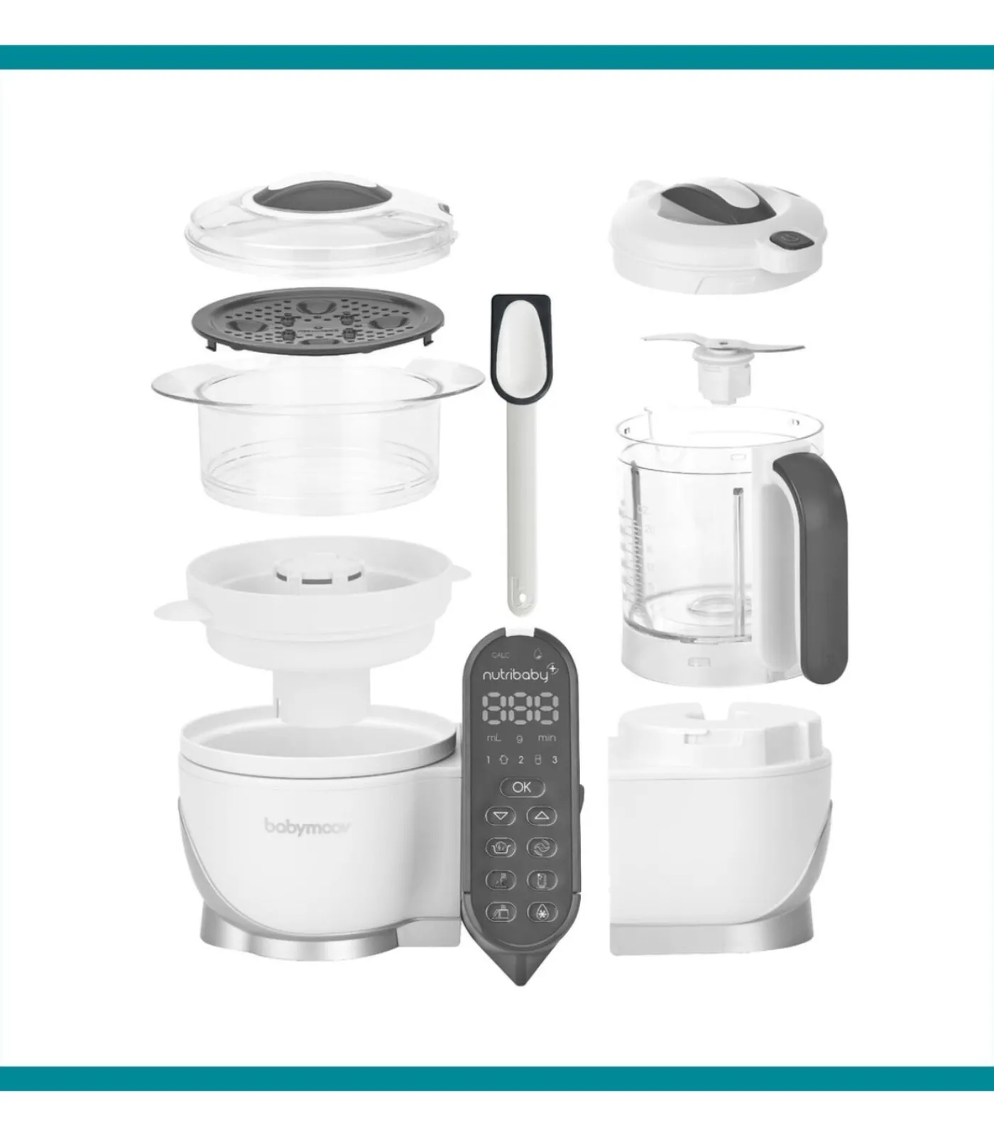 Kinderen BabyMoov Nutribaby Keuken Robot(+) Loft White + 3 babybols en 2 lepels GRATIS