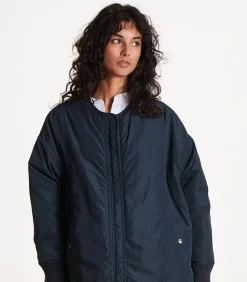 Clearance Omkeerbaar blauw donsjack met afneembare capuchon DAMES Jassen