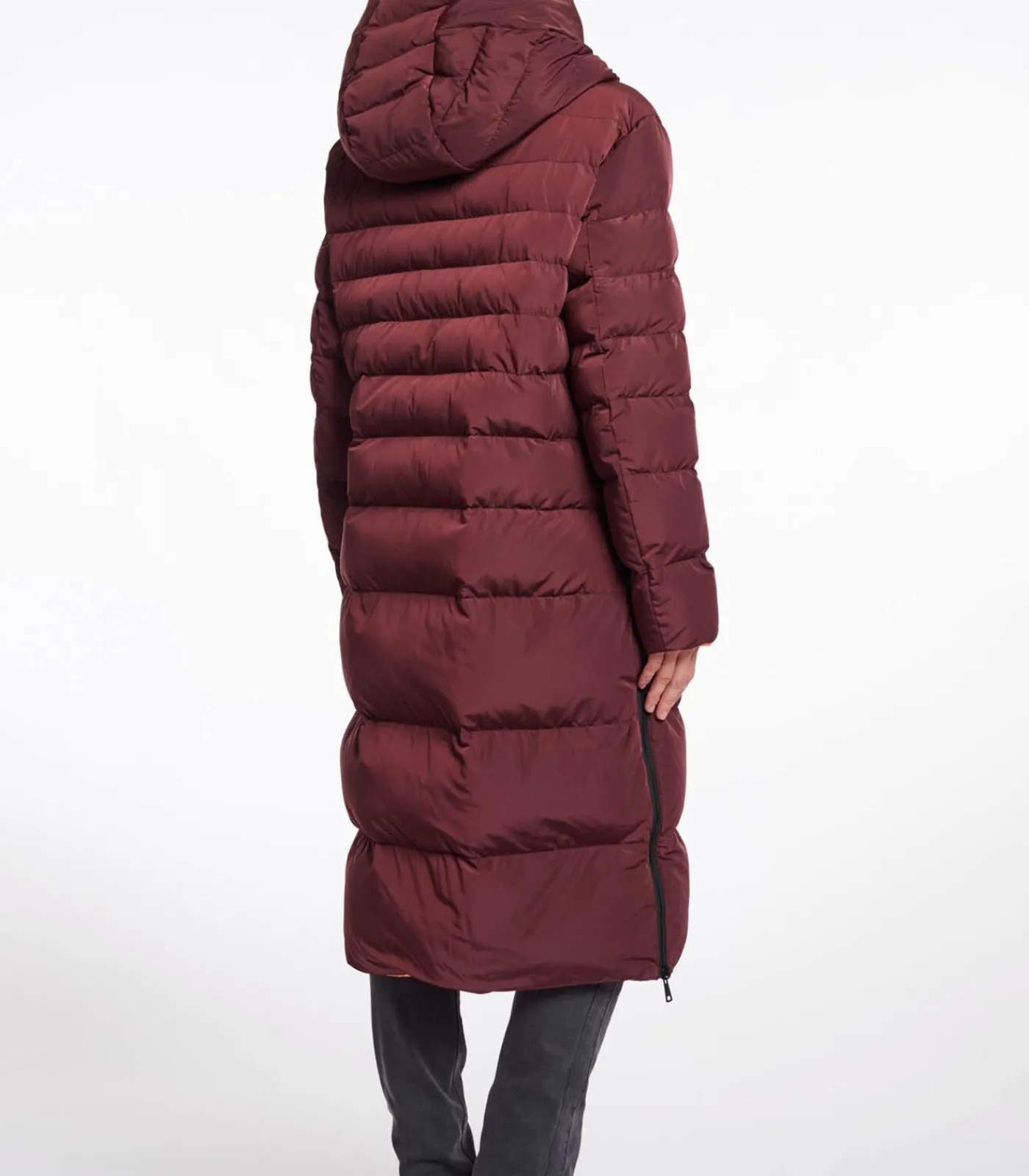 DAMES Rino&Pelle Omkeerbare lange jas met capuchon Chocoladeboon en oranje 34