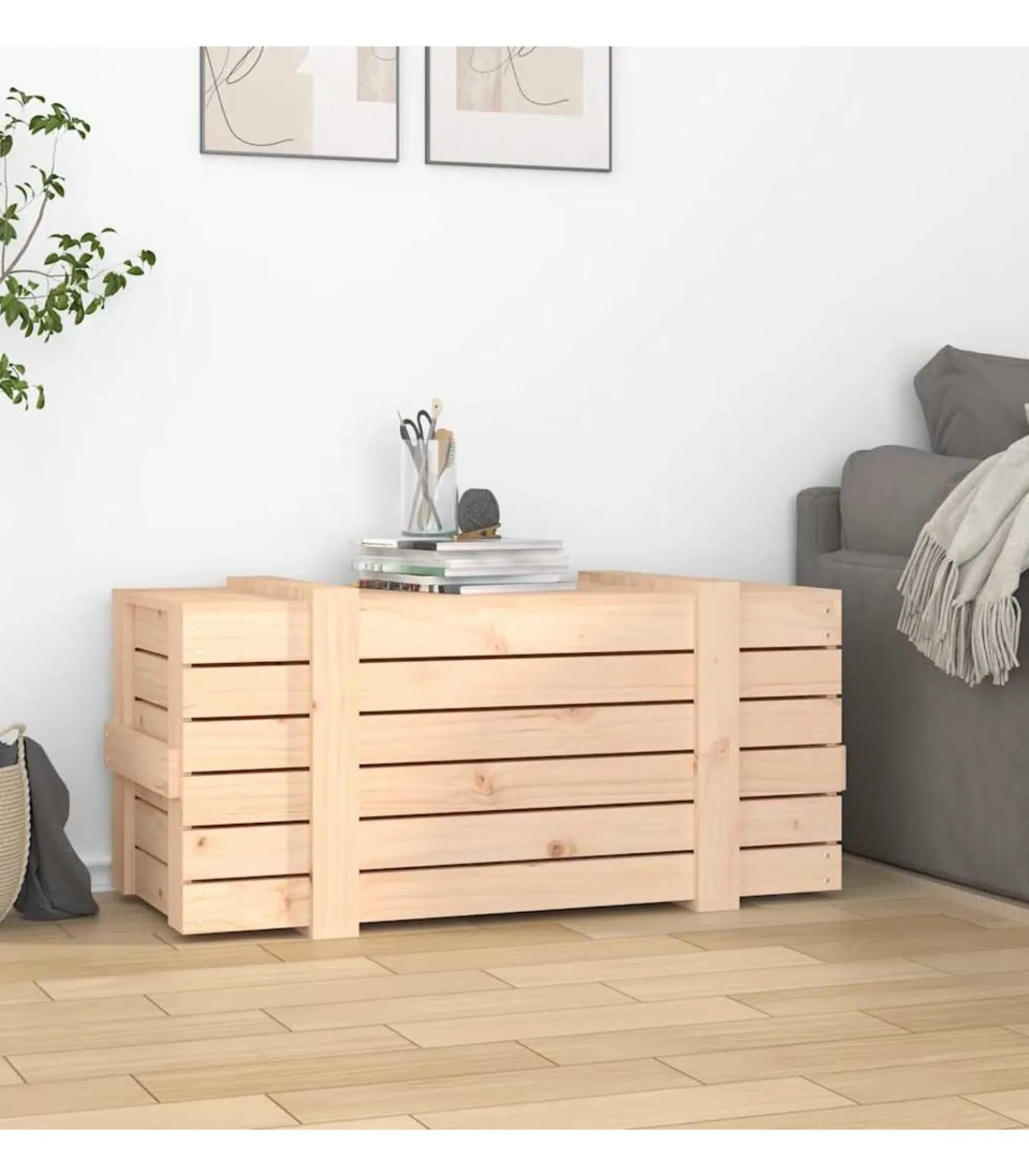 Sale Opbergbox 91x40,5x42 cm massief grenenhout Organiseren