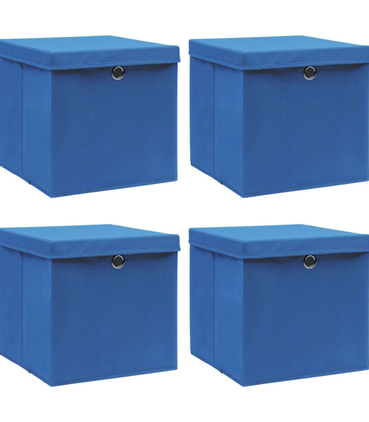 Sale Opbergboxen met deksel 4 st 32x32x32 cm stof blauw Organiseren