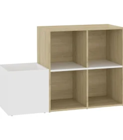 vidaXL Opbergkast 105x35,5x70 cm bewerkt hout wit en sonoma eikenkleur