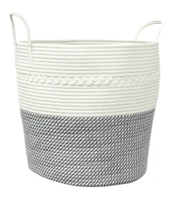 vidaXL Opbergmand Ø 43x38 cm katoen grijs en wit