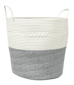 vidaXL Opbergmand Ø 43x38 cm katoen grijs en wit