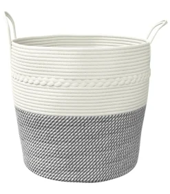 vidaXL Opbergmand Ø 43x38 cm katoen grijs en wit