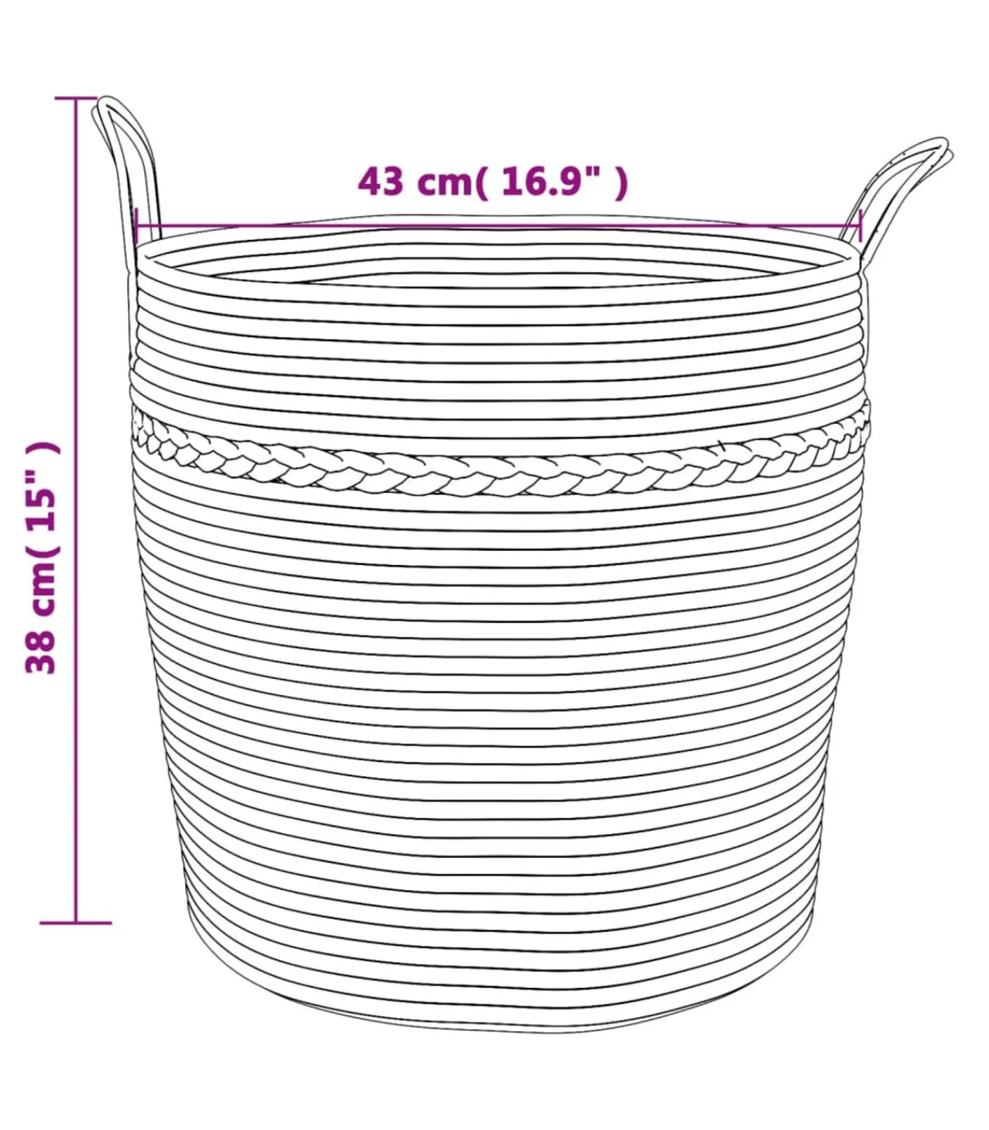 vidaXL Opbergmand Ø 43x38 cm katoen grijs en wit