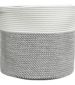 vidaXL Opbergmand Ø 40x35 cm katoen grijs en wit