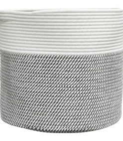 vidaXL Opbergmand Ø 40x35 cm katoen grijs en wit