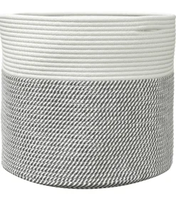 vidaXL Opbergmand Ø 40x35 cm katoen grijs en wit