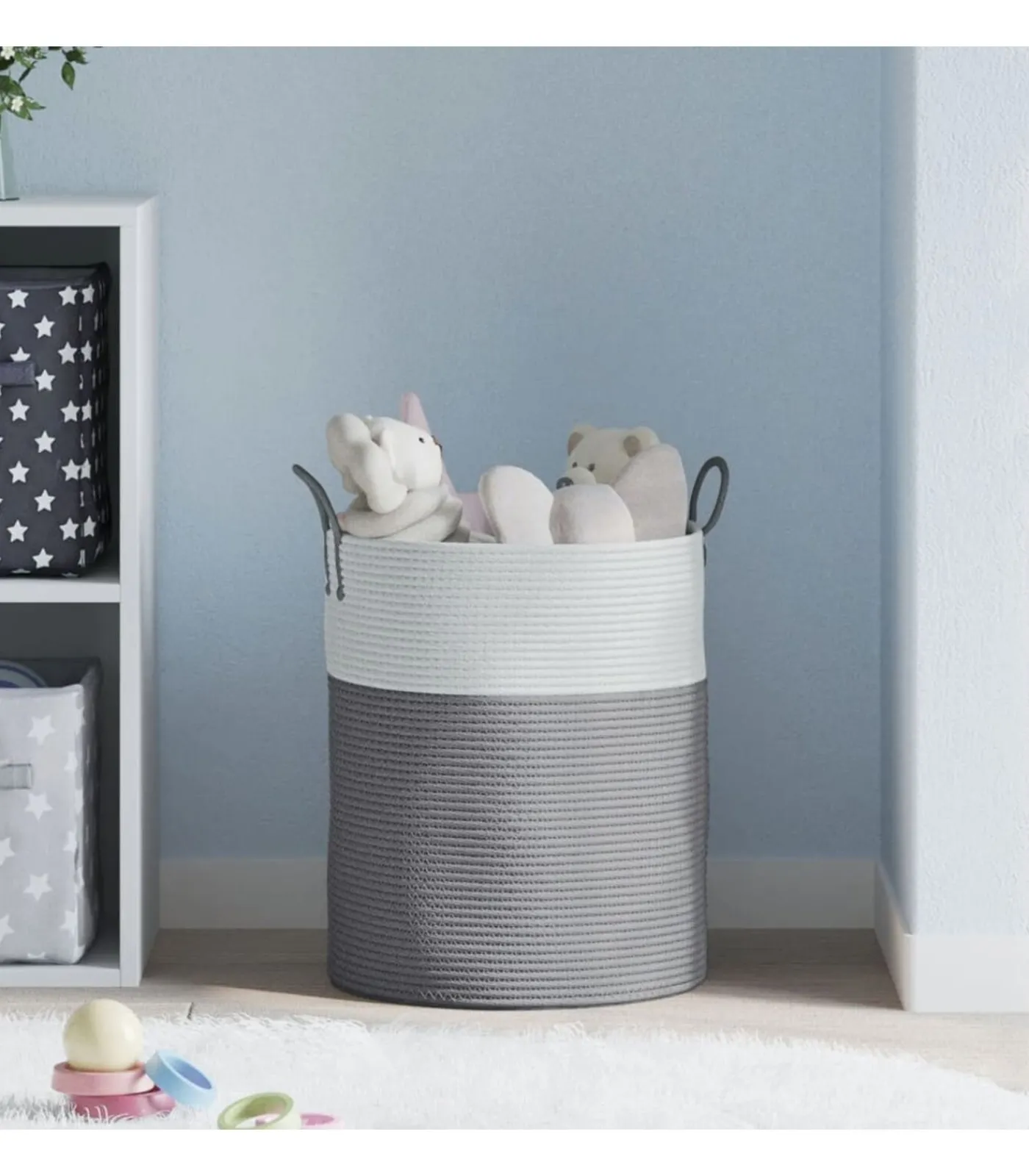 vidaXL Opbergmand Ø 38x46 cm katoen grijs en wit