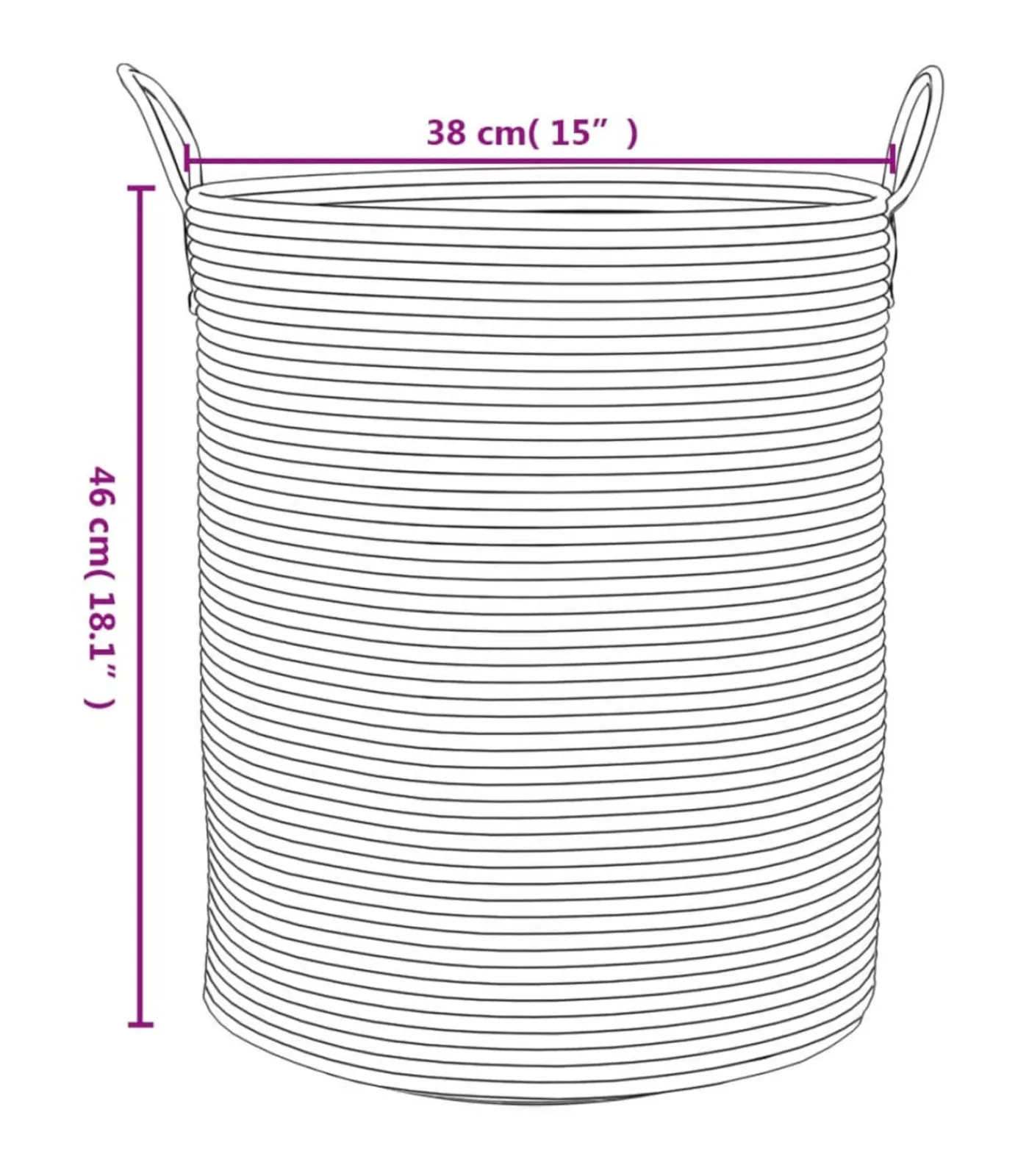 vidaXL Opbergmand Ø 38x46 cm katoen grijs en wit