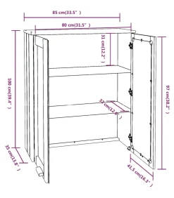 Opzetkast HAMAR 85x35x100 cm massief grenenhout wit Meubels