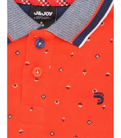 Kinderen J&JOY Oranje jongens poloshirt met micro bergpatroon met reflectie