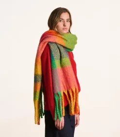 Best Oranje sjaal met meerkleurige ruiten DAMES Sjaals