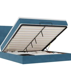 Hot Ottoman bed met matrassen 160x200cm fluweel donkerblauw Bedden
