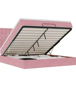 Sale Ottoman bed met matrassen en LED's 200x200cm fluweel roze Bedden