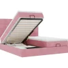 Hot Ottoman bed met matrassen en LED's 200x200cm fluweel roze Bedden