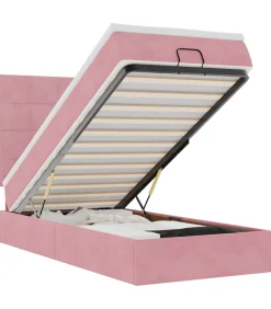 Ottoman bed met matrassen 100x200cm fluweel roze Bedden