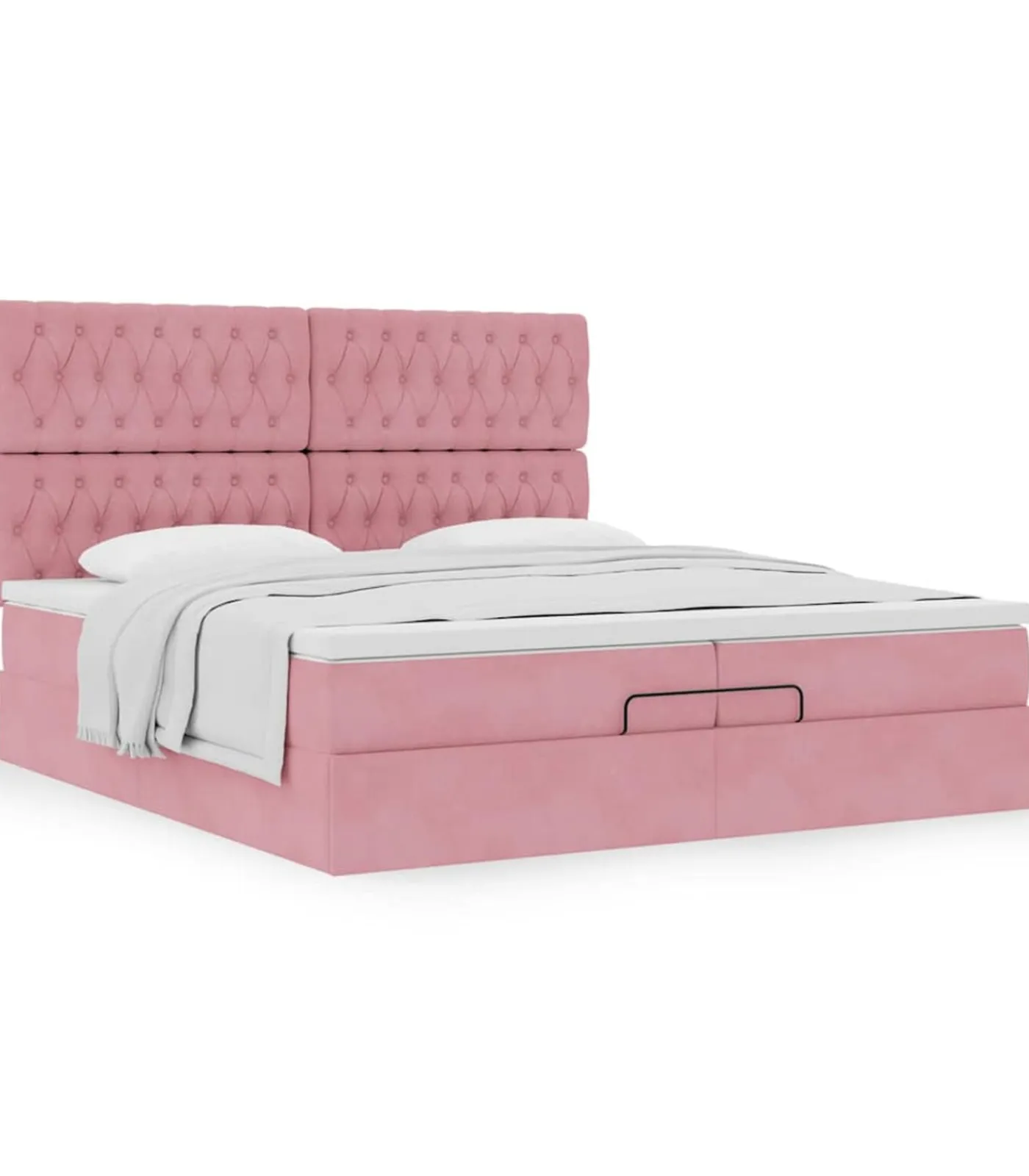 vidaXL Ottoman bed met matrassen 200x200cm fluweel roze