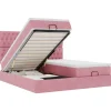 Discount Ottoman bed met matrassen en LED's 200x200cm fluweel roze Bedden